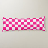 Geruite vierkanten heet roze wit geometrische retr lichaamskussen (Achterkant)