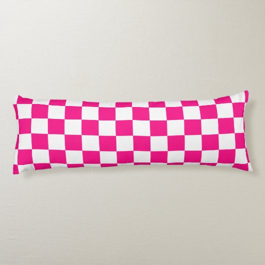 Geruite vierkanten heet roze wit geometrische retr lichaamskussen (Achterkant)