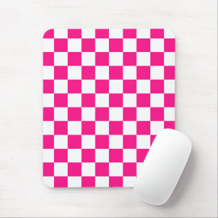Geruite vierkanten heet roze wit geometrische retr muismat