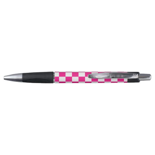 Geruite vierkanten heet roze wit geometrische retr pen (Achterkant)