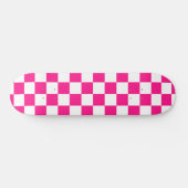 Geruite vierkanten heet roze wit geometrische retr persoonlijk skateboard (Horizontaal)