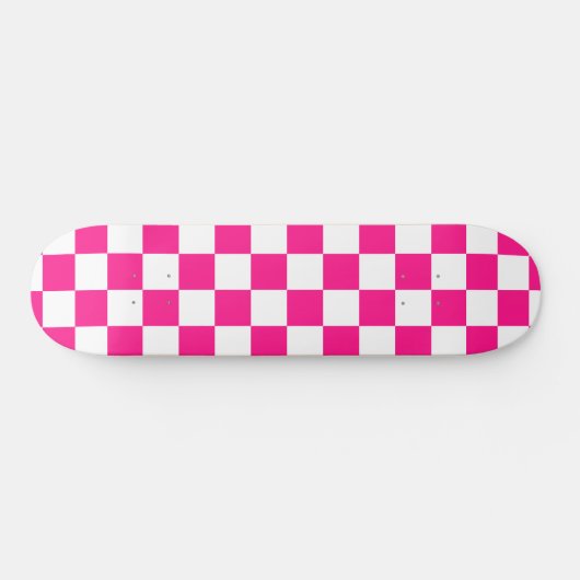 Geruite vierkanten heet roze wit geometrische retr persoonlijk skateboard (Horizontaal)