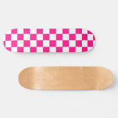 Geruite vierkanten heet roze wit geometrische retr persoonlijk skateboard (Horizontaal)