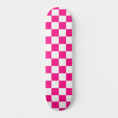 Geruite vierkanten heet roze wit geometrische retr persoonlijk skateboard (Voorkant)