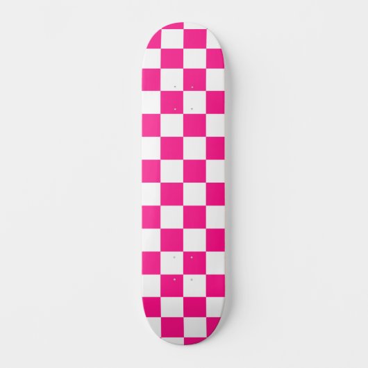Geruite vierkanten heet roze wit geometrische retr persoonlijk skateboard (Voorkant)