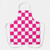 Geruite vierkanten heet roze wit geometrische retr schort (Voorkant)