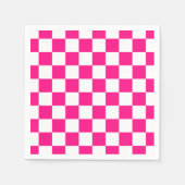 Geruite vierkanten heet roze wit geometrische retr servet (Voorkant)