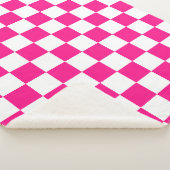 Geruite vierkanten heet roze wit geometrische retr sherpa deken (3/4)