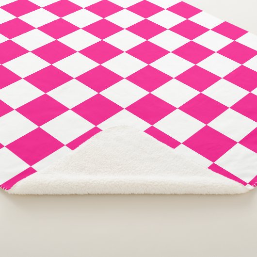 Geruite vierkanten heet roze wit geometrische retr sherpa deken (3/4)