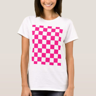 Geruite vierkanten heet roze wit geometrische retr t-shirt