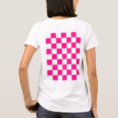 Geruite vierkanten heet roze wit geometrische retr t-shirt (Achterkant)