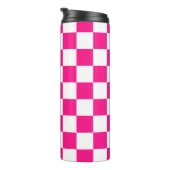 Geruite vierkanten heet roze wit geometrische retr thermosbeker (Geroteerd rechts)