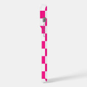 Geruite vierkanten heet roze wit retro Monogram iPhone Hoesje (Linkerkant)