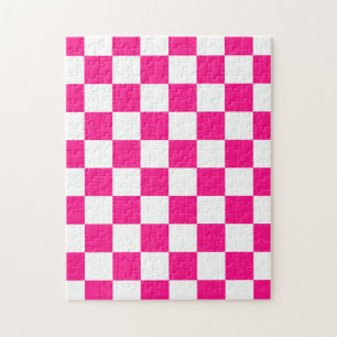 Geruite vierkanten heet roze witte geometrische re legpuzzel