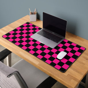 Geruite vierkanten heet roze zwart geometrisch ret bureaumat