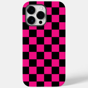 Geruite vierkanten heet roze zwart geometrisch ret Case-Mate iPhone 14 pro max hoesje