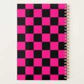 Geruite vierkanten heet roze zwart geometrisch ret planner (Achterkant)