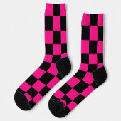 Geruite vierkanten heet roze zwart geometrisch ret sokken (Links)