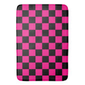 Geruite vierkanten heet roze zwart geometrische re badmat (Voorkant Verticaal)