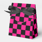 Geruite vierkanten heet roze zwart geometrische re bedankdoosjes (Voorkant Zijde)