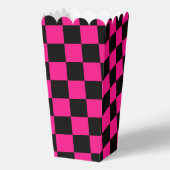 Geruite vierkanten heet roze zwart geometrische re bedankdoosjes (Voorkant)