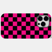 Geruite vierkanten heet roze zwart geometrische re Case-Mate iPhone case (Achterkant (horizontaal))