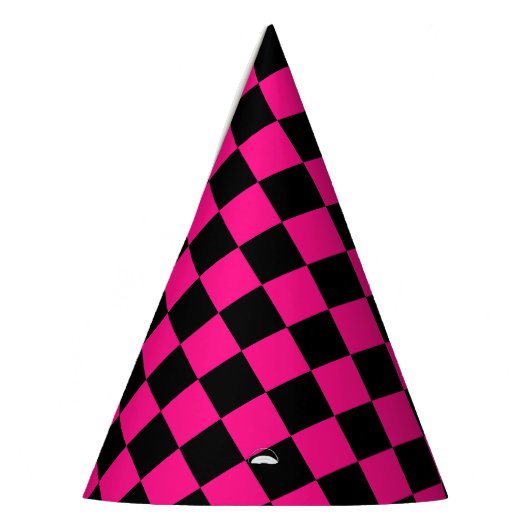 Geruite vierkanten heet roze zwart geometrische re feesthoedjes (Links)