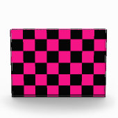 Geruite vierkanten heet roze zwart geometrische re fotoblokken (Voorkant)