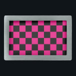 Geruite vierkanten heet roze zwart geometrische re gesp<br><div class="desc">Geruite vierkanten heet roze zwart geometrisch retro patroon cadeau voor haar. Koele retro geruit geometrisch vierkant patroon.  tegel zwart en hete roze modern checker.</div>