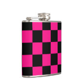 Geruite vierkanten heet roze zwart geometrische re heupfles (Rechts)