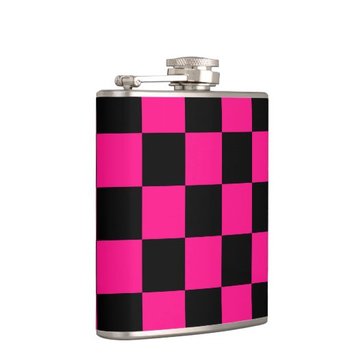 Geruite vierkanten heet roze zwart geometrische re heupfles (Rechts)