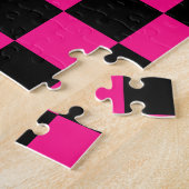 Geruite vierkanten heet roze zwart geometrische re legpuzzel (Zijkant)