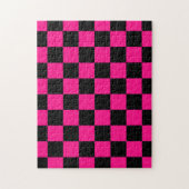 Geruite vierkanten heet roze zwart geometrische re legpuzzel (Verticaal)