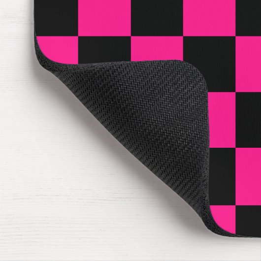 Geruite vierkanten heet roze zwart geometrische re muismat (Hoek)