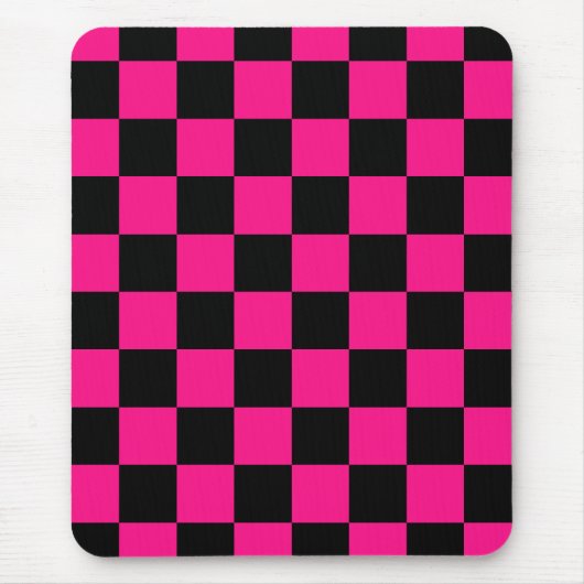 Geruite vierkanten heet roze zwart geometrische re muismat (Voorkant)