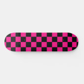 Geruite vierkanten heet roze zwart geometrische re persoonlijk skateboard (Horizontaal)