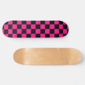 Geruite vierkanten heet roze zwart geometrische re persoonlijk skateboard (Horizontaal)