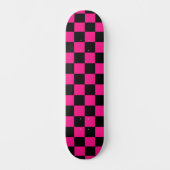Geruite vierkanten heet roze zwart geometrische re persoonlijk skateboard (Voorkant)