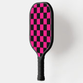 Geruite vierkanten heet roze zwart geometrische re pickleball paddle (Links)