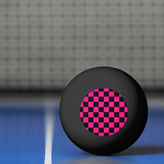 Geruite vierkanten heet roze zwart geometrische re pingpongbal (Net)