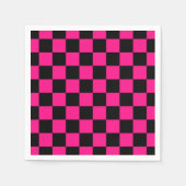 Geruite vierkanten heet roze zwart geometrische re servet (Voorkant)