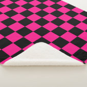 Geruite vierkanten heet roze zwart geometrische re sherpa deken (3/4)
