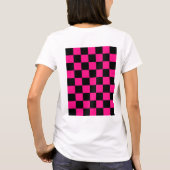 Geruite vierkanten heet roze zwart geometrische re t-shirt (Achterkant)