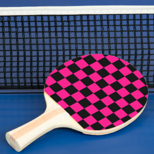 Geruite vierkanten heet roze zwart geometrische re tafeltennisbatje