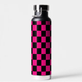 Geruite vierkanten heet roze zwart geometrische re waterfles (Rechts)