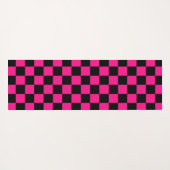 Geruite vierkanten heet roze zwart geometrische re yogamat (Achterkant (horizontaal))
