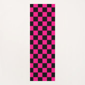 Geruite vierkanten heet roze zwart geometrische re yogamat (Voorkant)