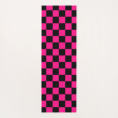 Geruite vierkanten heet roze zwart geometrische re yogamat (Achterkant)