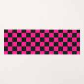 Geruite vierkanten heet roze zwart geometrische re yogamat (Voorkant (horizontaal))