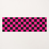 Geruite vierkanten heet roze zwart retro Monogram Yogamat (Achterkant (horizontaal))